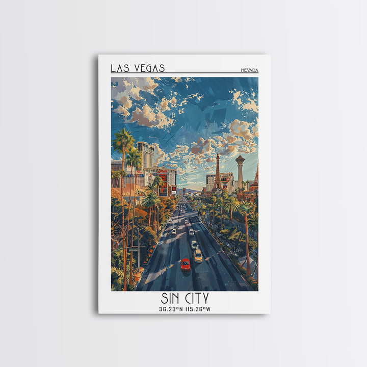 Las Vegas Travel Poster, Framed Canvas Print, Retro Wall Art, Travel Print, Wall Art, Vintage Travel, Gallery Wall Set, Poster Print