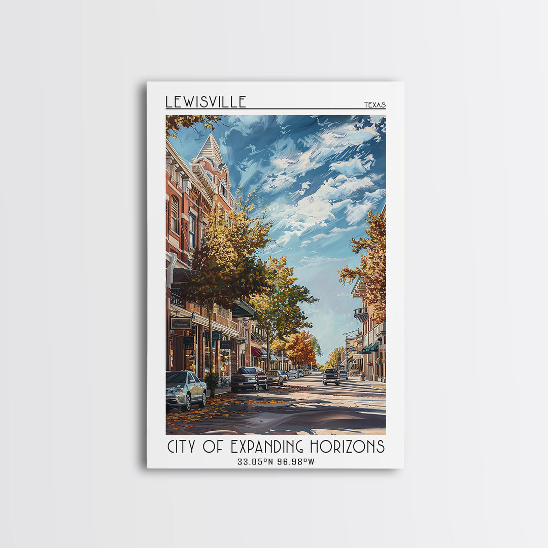 Lewisville Travel Poster, Framed Canvas Print, Travel Art Print, Modern Wall Decor, Minimalist Poster, Travel Wall Art, Poster Print