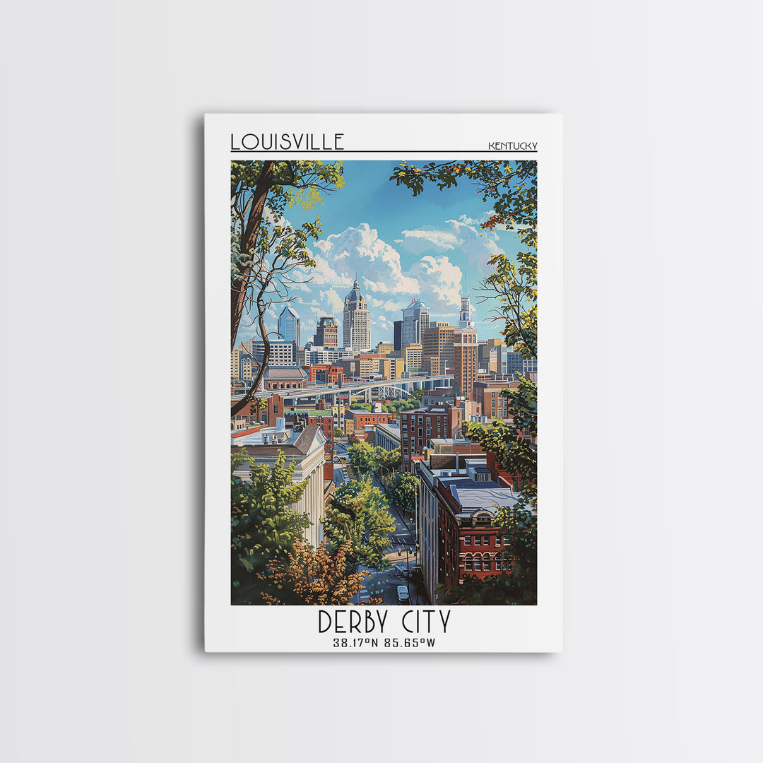 Louisville Travel Poster, Framed Canvas Print, Travel Wall Art, City Wall Art, City Travel Poster, Vintage Travel Art, Travel Prints
