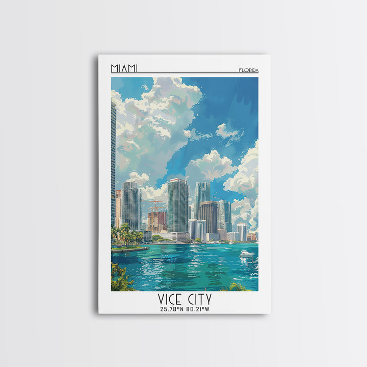 Miami Travel Poster, Canvas Print, City Travel Poster, Travel Wall Decor, Wall Art, Poster Print, Modern Wall Decor, Travel Wall Art