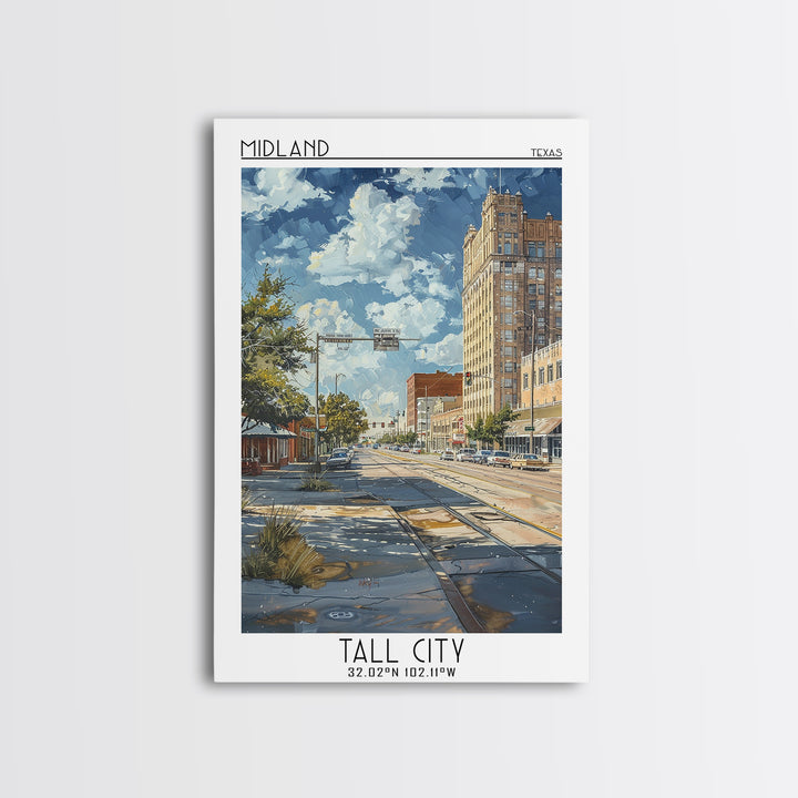 Midland Travel Poster, Framed Canvas Print, City Travel Poster, Travel Wall Decor, City Art Print, Travel Wall Art, Travel Art Print