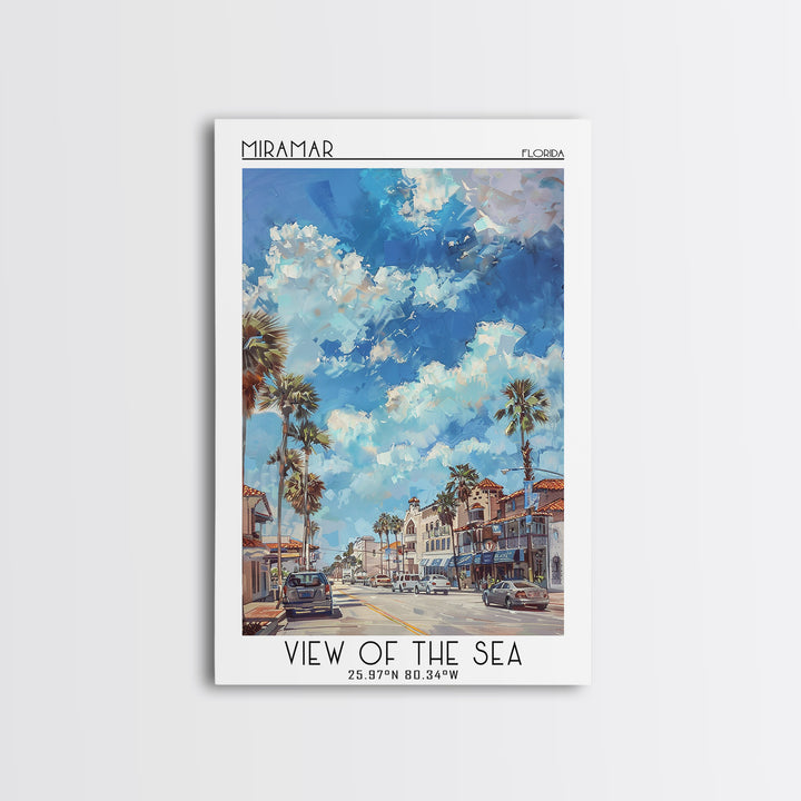 Miramar Travel Poster, Framed Canvas Print, City Travel Poster, Travel Wall Art, Modern Wall Decor, Minimalist Poster, Landscape Art