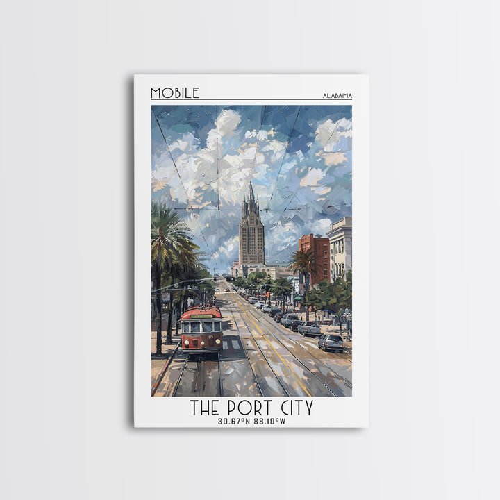 Mobile Travel Poster, Framed Canvas Print, Poster Print, Travel Wall Art, Colorful Wall Art, Home Office Decor, Mid Century Wall Art