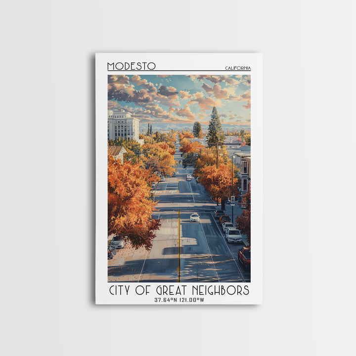 Modesto Travel Poster, Canvas Print, City Art Print, Travel Wall Art, Poster Art, Watercolor Cityscape, City Travel Poster, Wall Art