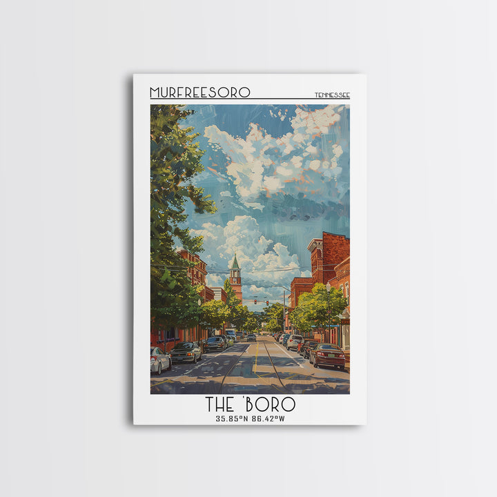 Murfreesboro Travel Poster, Framed Canvas Print, Vintage Travel Print, City Wall Art, Travel Posters, Vintage Poster, Vintage Travel
