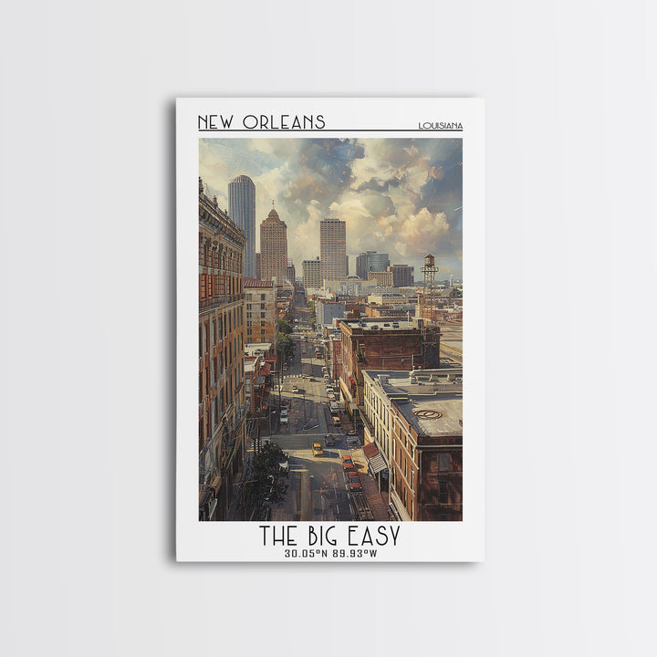 New Orleans Travel Poster, Framed Canvas Print, Travel Art Print, Modern Wall Decor, Poster Art, Travel Prints, Living Room Wall Art