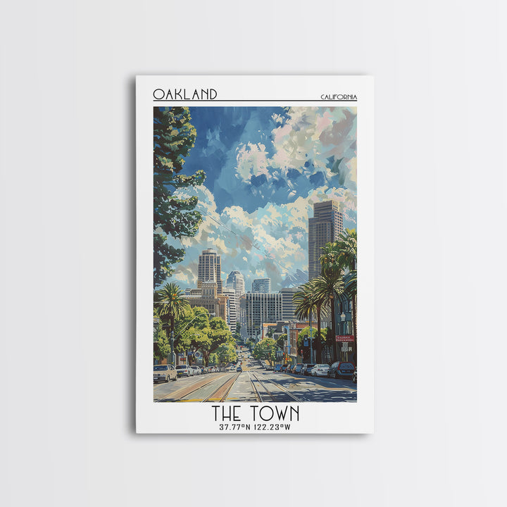 Oakland Travel Poster, Framed Canvas Print, City Travel Poster, Travel Wall Art, Living Room Wall Art, Home Decor, Colorful Wall Art