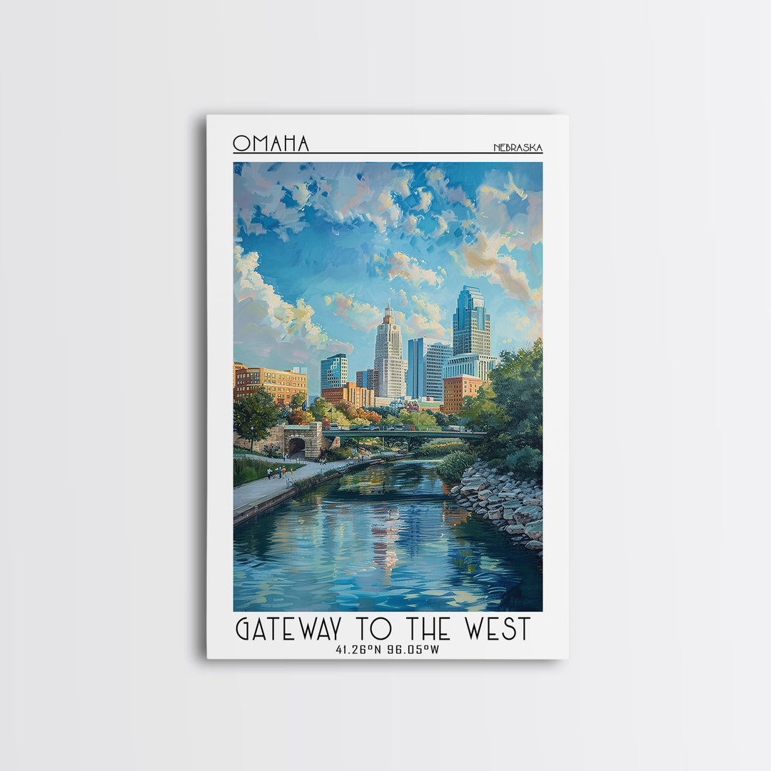Omaha Travel Poster, Canvas Print, Travel Prints, Landscape Art, City Art Print, Living Room Wall Art, Home Decor, City Illustration