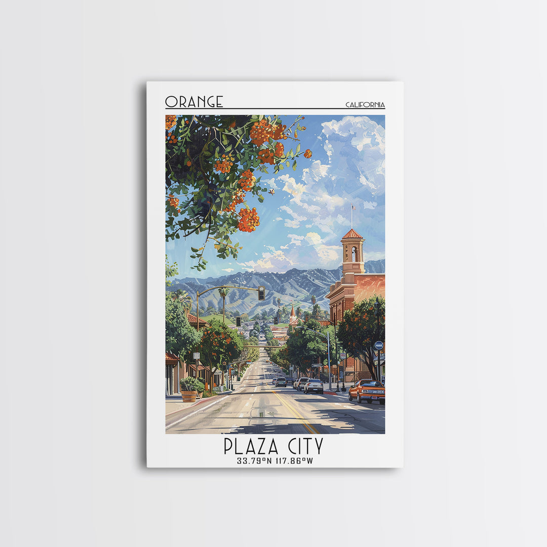 Orange Travel Poster, Canvas Print, City Travel Poster, Travel Wall Decor, Home Decor, Travel Posters, Fine Art Print, City Wall Art