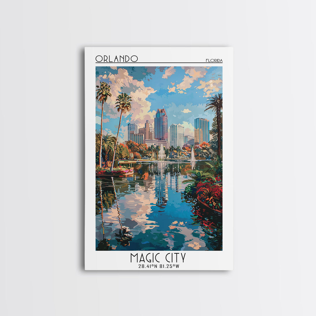 Orlando Travel Poster, Canvas Print, Travel Wall Art, City Wall Art, Modern Wall Decor, Art Print, City Travel Poster, Landscape Art