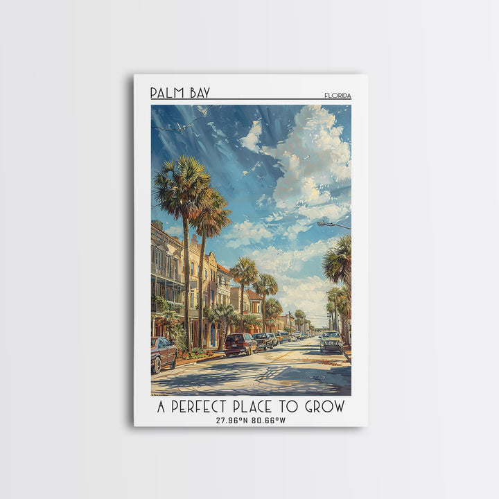 Palm Bay Travel Poster, Canvas Print, City Travel Poster, Travel Wall Decor, Retro Wall Art, Retro Travel Poster, Retro Travel Print