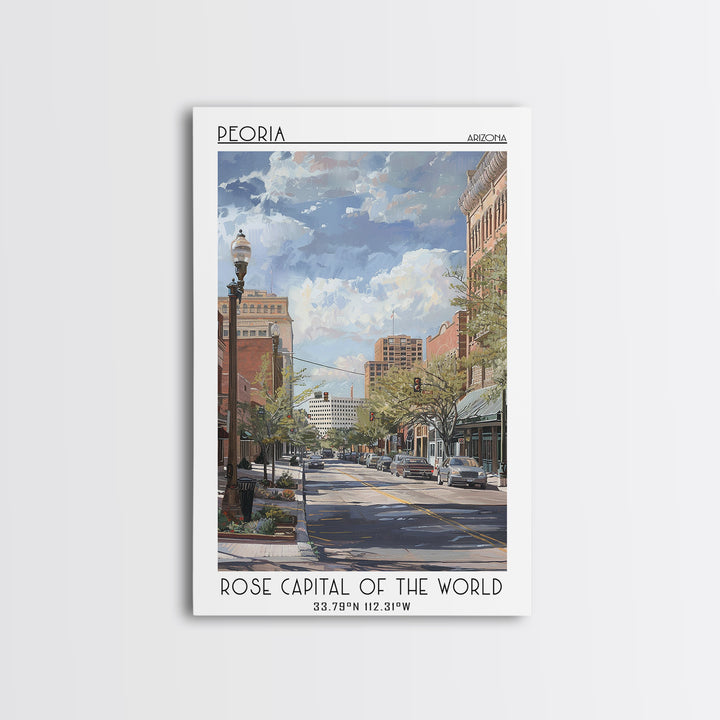 Peoria Travel Poster, Framed Canvas Print, Travel Wall Decor, Minimalist Poster, Modern Wall Decor, Travel Posters, Travel Art Print