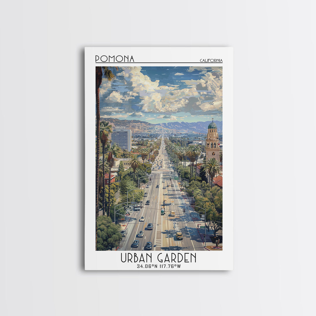 Pomona Travel Poster, Framed Canvas Print, City Art Print, Travel Wall Art, Retro Travel Print, Vintage Travel Print, Travel Posters