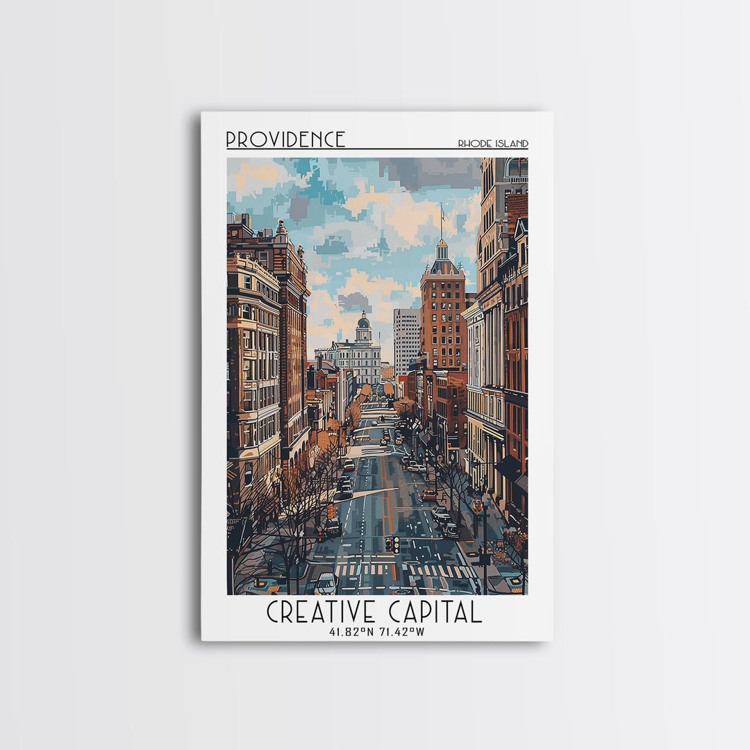 Providence Travel Poster, Canvas Print, Travel Prints, Landscape Art, Fine Art Print, Wall Art, City Illustration, Colorful Wall Art
