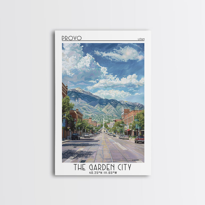 Provo Travel Poster, Framed Canvas Print, City Travel Poster, Travel Wall Decor, Retro Travel Poster, City Art Print, Retro Wall Art