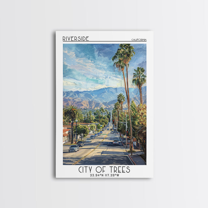 Riverside Travel Poster, Framed Canvas Print, Travel Art Print, Modern Wall Decor, City Art Print, Landscape Art, City Travel Poster