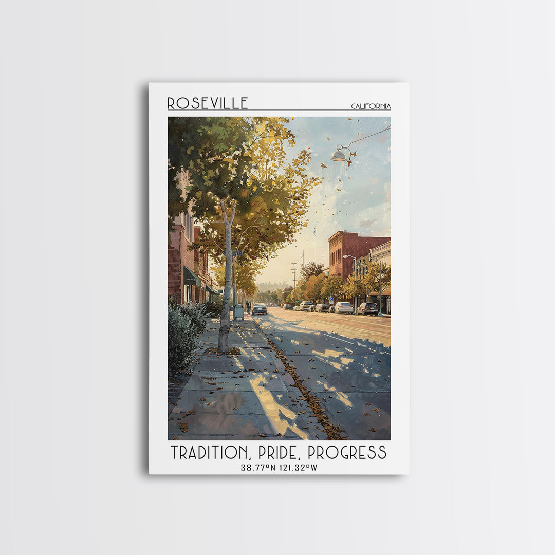 Roseville Travel Poster, Canvas Print, Travel Wall Decor, Minimalist Poster, Fine Art Print, Retro Travel Poster, City Travel Poster