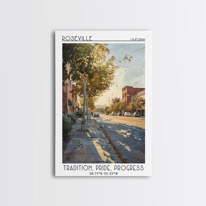Roseville Travel Poster, Canvas Print, Travel Wall Decor, Minimalist Poster, Fine Art Print, Retro Travel Poster, City Travel Poster
