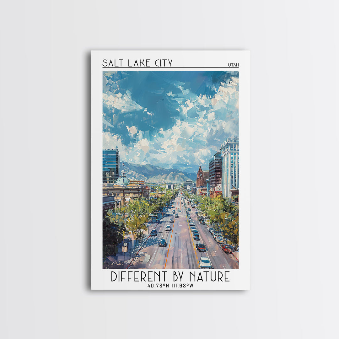 Salt Lake City Travel Poster, Framed Canvas Print, Retro Wall Art, Travel Print, Vintage Posters, City Art Print, Retro Travel Print