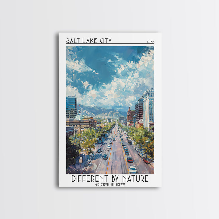 Salt Lake City Travel Poster, Framed Canvas Print, Retro Wall Art, Travel Print, Vintage Posters, City Art Print, Retro Travel Print