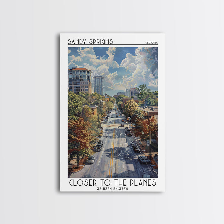 Sandy Springs Travel Poster, Canvas Print, Travel Prints, Landscape Art, City Wall Art, Colorful Wall Art, Retro Wall Art, Art Print