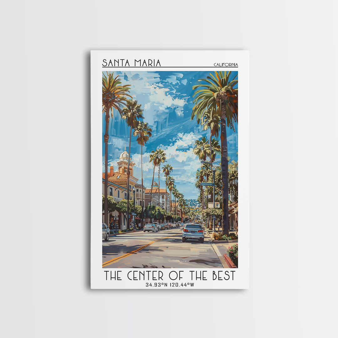 Santa Maria Travel Poster, Framed Canvas Print, City Travel Poster, Travel Wall Decor, Minimalist Poster, Poster Print, Travel Print