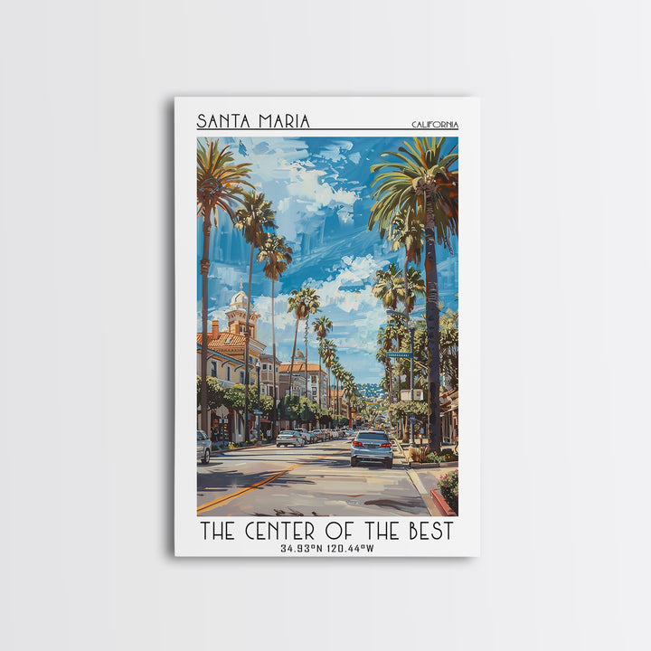 Santa Maria Travel Poster, Framed Canvas Print, City Travel Poster, Travel Wall Decor, Minimalist Poster, Poster Print, Travel Print