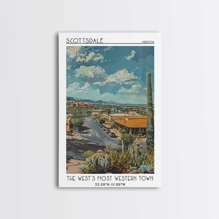 Scottsdale Travel Poster, Framed Canvas Print, City Art Print, Travel Wall Art, Vintage Poster, Gallery Wall Set, Vintage Travel Art