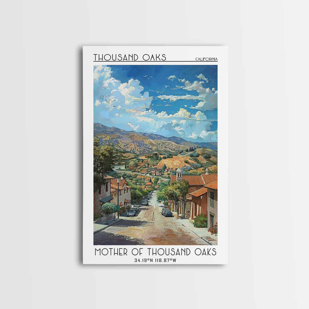 Thousand Oaks Travel Poster, Framed Canvas Print, Retro Travel Poster, City Wall Art, Retro Travel Print, Poster Print, Travel Print