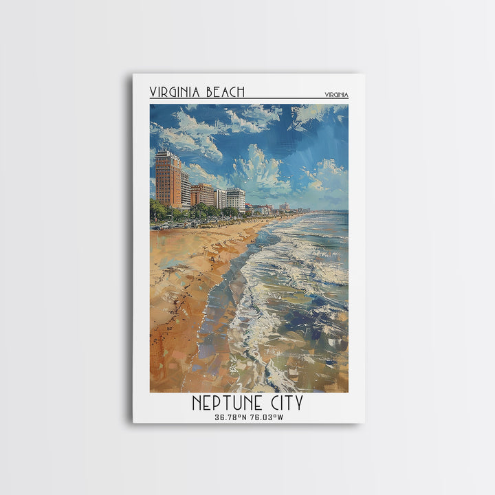 Virginia Beach Travel Poster, Canvas Print, City Travel Poster, Travel Wall Art, Vintage City Poster, Vintage Travel, City Art Print