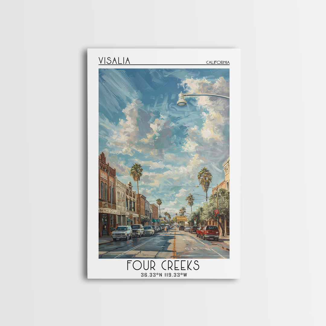 Visalia Travel Poster, Framed Canvas Print, City Travel Poster, Vintage City Poster, Wanderlust Gift, Travel Posters, Vintage Travel