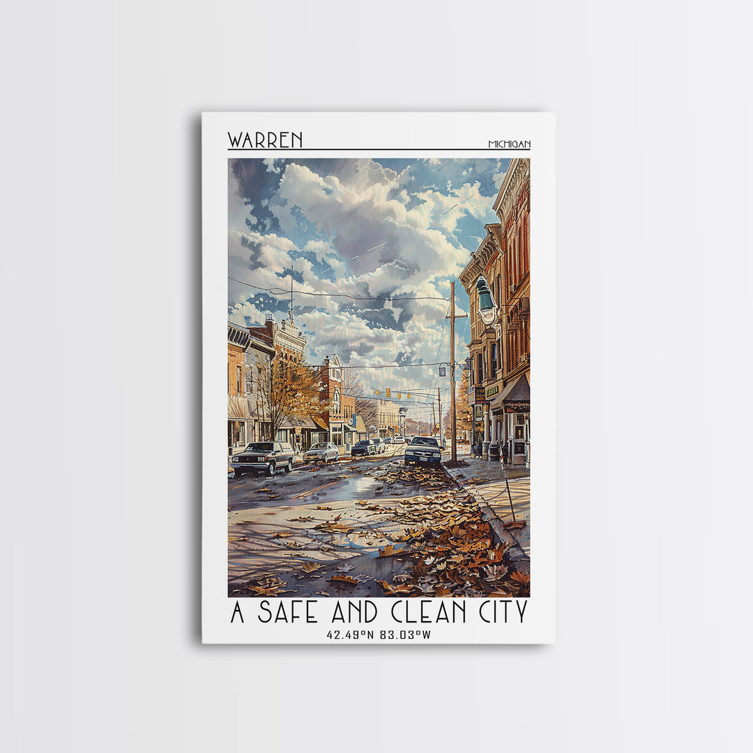 Warren Travel Poster, Canvas Print, City Travel Poster, Vintage City Poster, Minimalist Poster, City Art Print, Living Room Wall Art