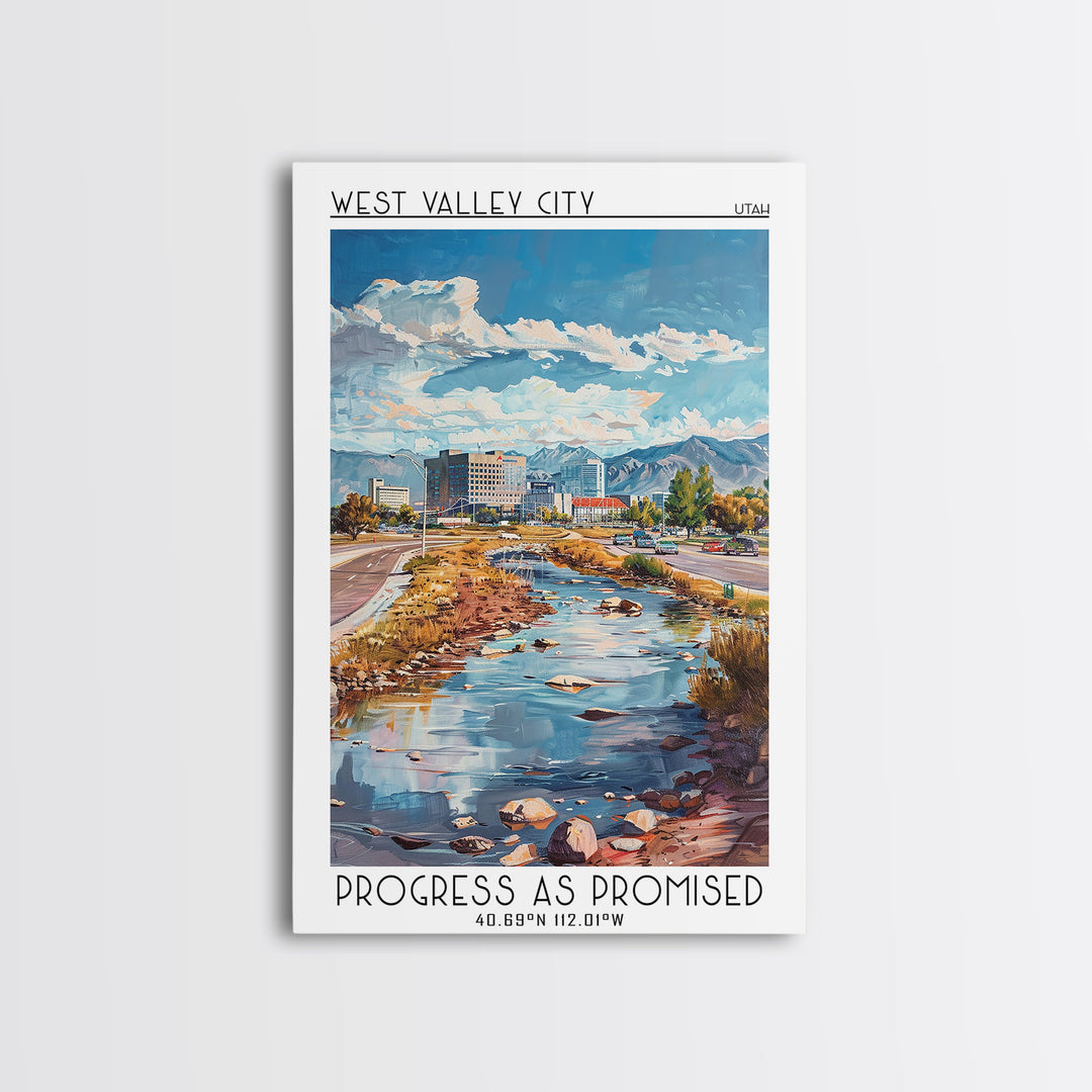 West Valley City Travel Poster, Framed Canvas Print, Travel Prints, Landscape Art, Travel Posters, City Art Print, Travel Wall Decor