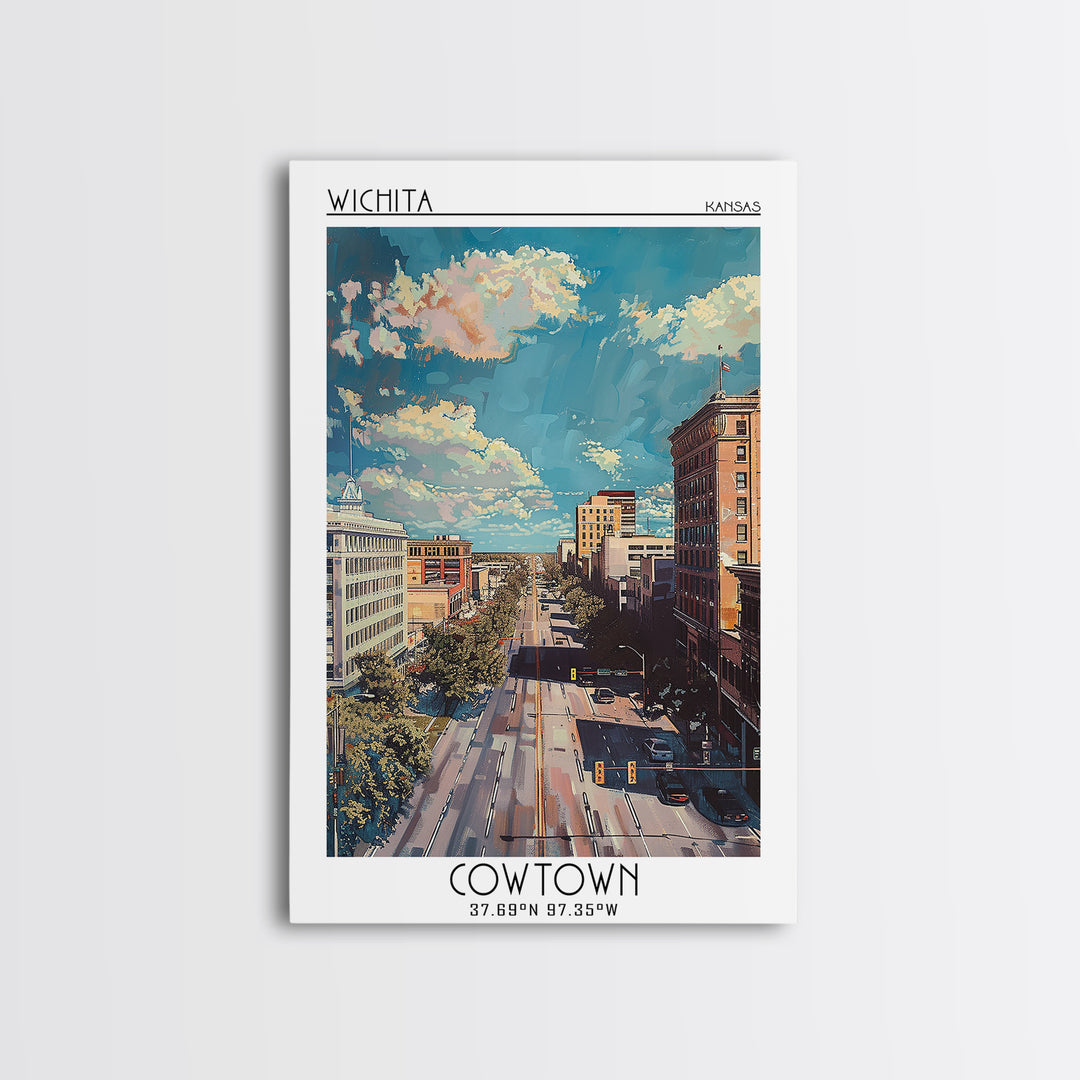 Wichita Travel Poster, Framed Canvas Print, City Art Print, Travel Wall Art, Gallery Wall Set, Modern Wall Decor, City Travel Poster