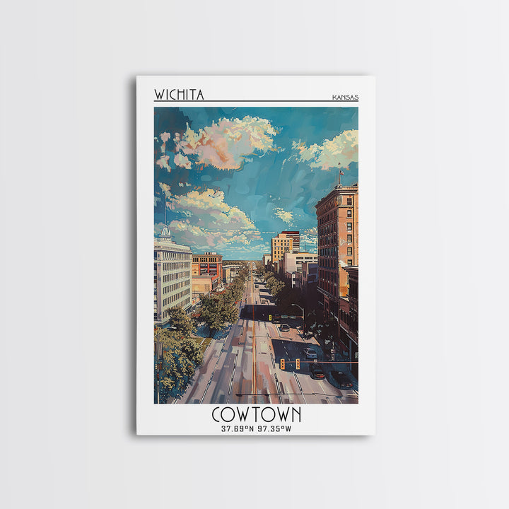 Wichita Travel Poster, Framed Canvas Print, City Art Print, Travel Wall Art, Gallery Wall Set, Modern Wall Decor, City Travel Poster