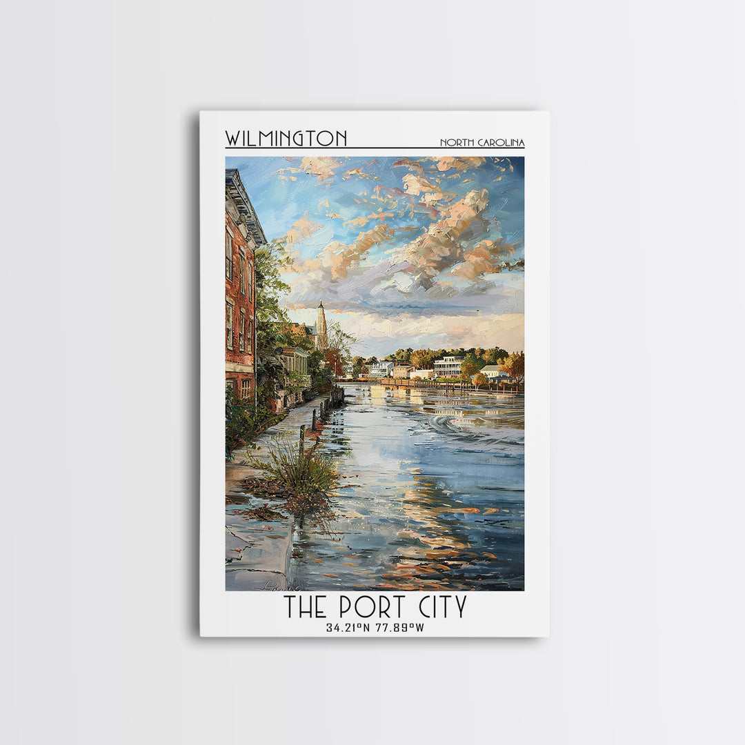 Wilmington Travel Poster, Framed Canvas Print, Travel Wall Art, City Wall Art, Minimalist Poster, Vintage Posters, City Illustration