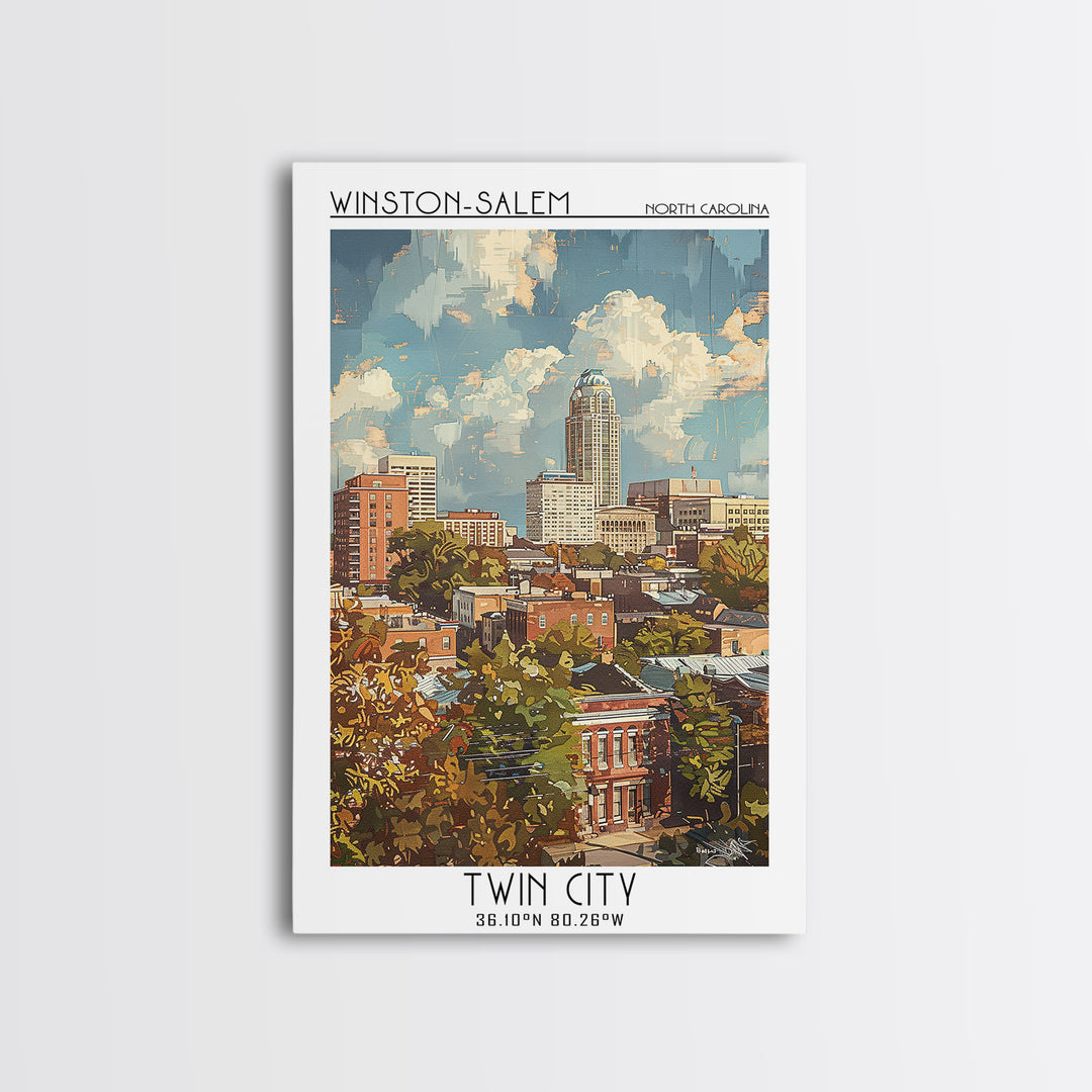 Winston-Salem Travel Poster, Canvas Print, City Travel Poster, Travel Wall Decor, Colorful Wall Art, City Art Print, Travel Wall Art