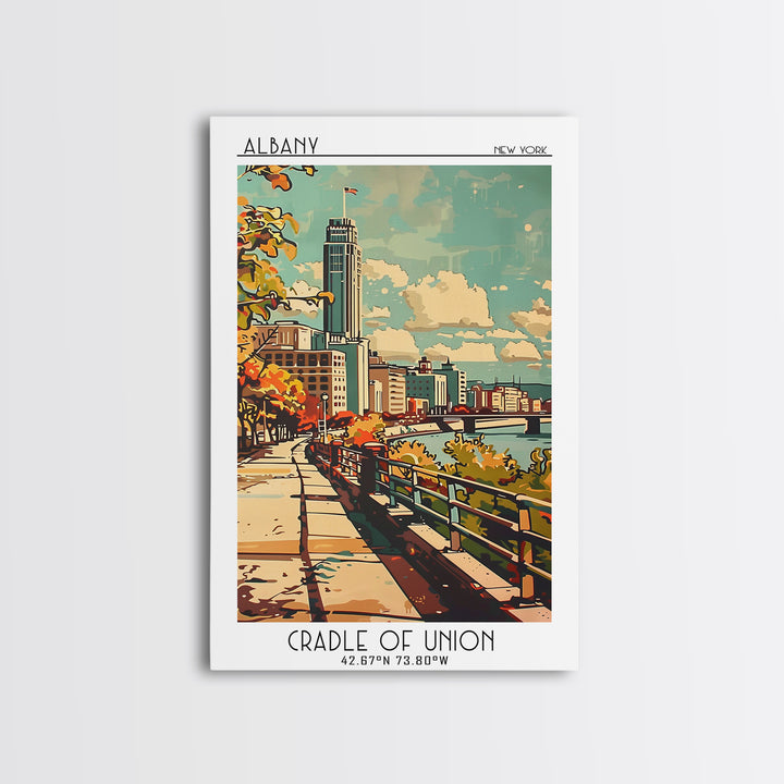 Albany New York Travel Poster, Canvas Print, Travel Wall Art, City Wall Art, Wanderlust Gift, Retro Travel Poster, Home Office Decor