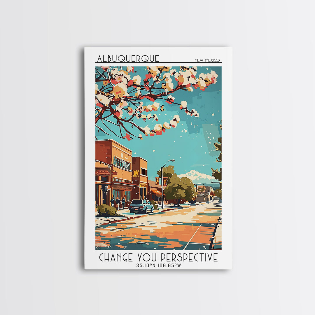 Albuquerque New Mexico Travel Poster, Canvas Print, Retro Wall Art, Travel Print, Travel Wall Art, Fine Art Print, Travel Wall Decor