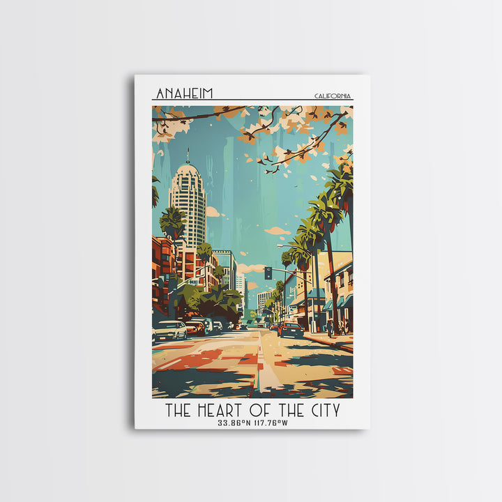 Anaheim Travel Poster, Framed Canvas Print, City Travel Poster, Travel Wall Decor, Travel Prints, Modern Wall Decor, Wanderlust Gift