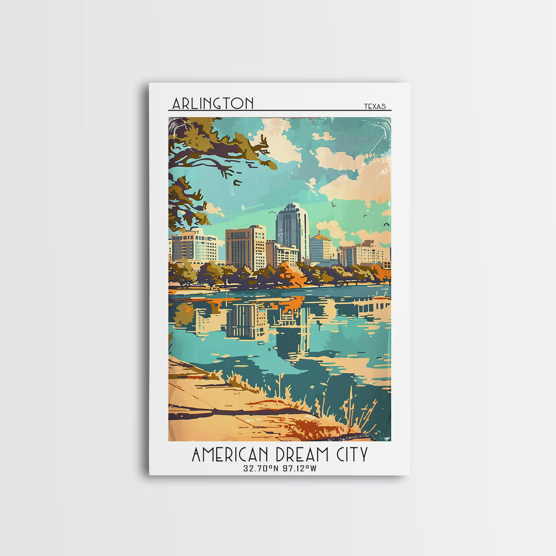 Arlington Travel Poster, Framed Canvas Print, City Travel Poster, Travel Wall Art, City Art Print, City Illustration, Vintage Poster
