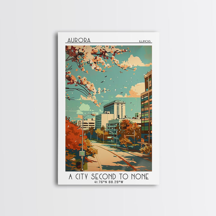 Aurora Illinois Travel Poster, Canvas Print, Vintage Travel Print, City Wall Art, City Travel Poster, Vintage Posters, Landscape Art