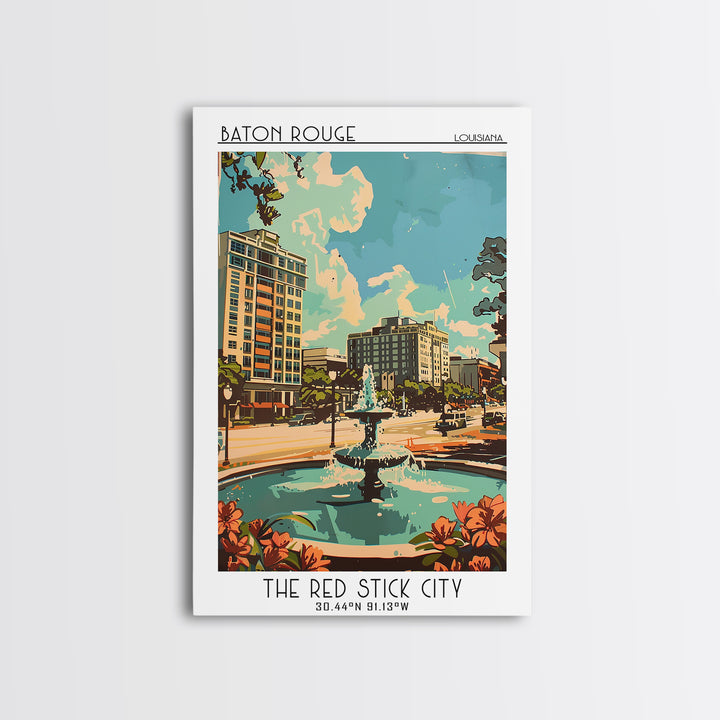 Baton Rouge Travel Poster, Framed Canvas Print, City Art Print, Travel Wall Art, Minimalist Poster, Travel Art Print, Fine Art Print