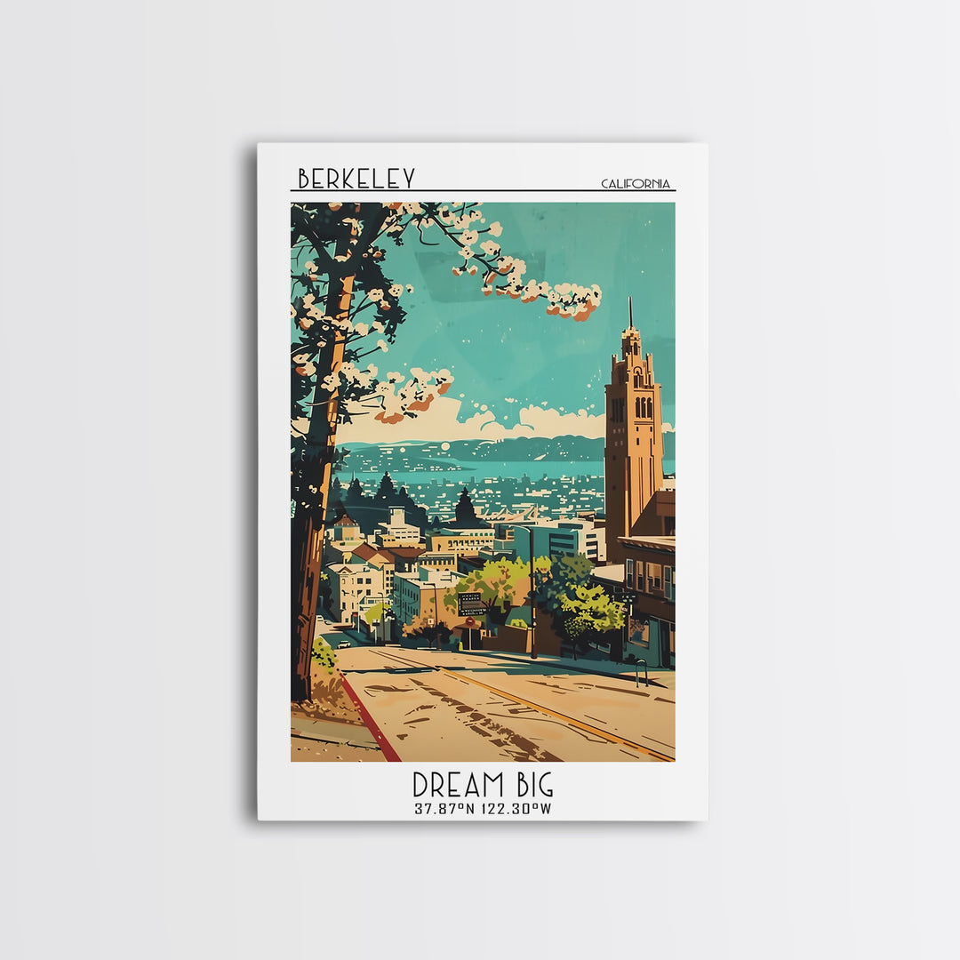 Berkeley Travel Poster, Canvas Print, Retro Travel Poster, City Wall Art, Colorful Wall Art, Travel Prints, Retro Wall Art, Wall Art