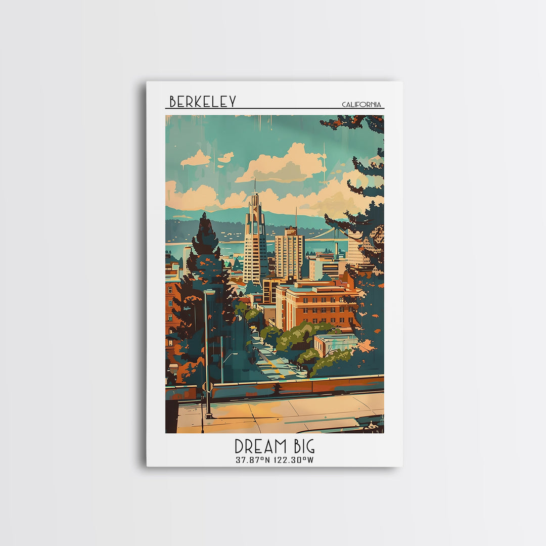 Berkeley California Travel Poster, Canvas Print, Travel Wall Art, City Wall Art, Watercolor Cityscape, Travel Print, Wanderlust Gift