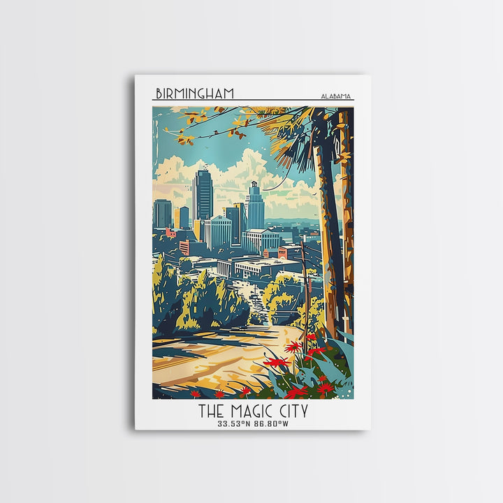 Birmingham Alabama Travel Poster, Canvas Print, Travel Wall Decor, Minimalist Poster, Art Print, Travel Wall Art, City Travel Poster