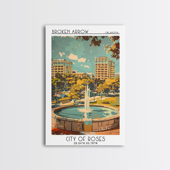 Broken Arrow Oklahoma Travel Poster, Canvas Print, City Travel Poster, Vintage City Poster, Poster Print, Gallery Wall Set, Wall Art