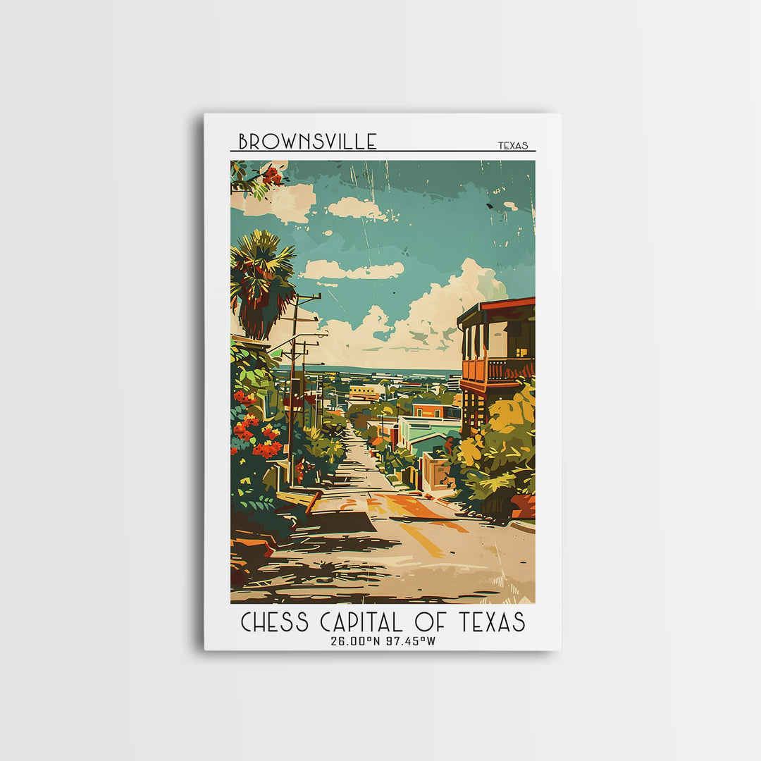 Brownsville Travel Poster, Framed Canvas Print, Poster Print, Travel Wall Art, Gallery Wall Set, Vintage Posters, Retro Travel Print