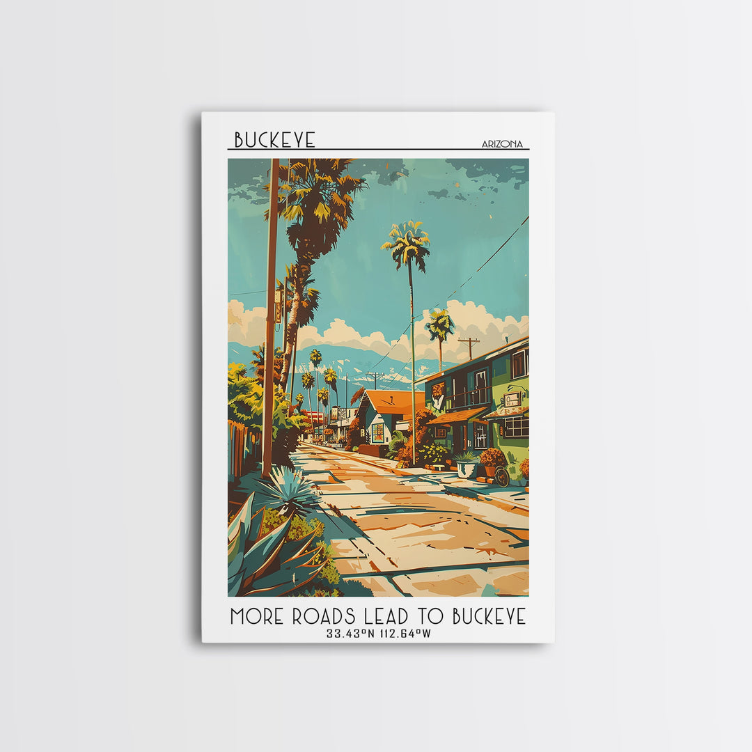 Buckeye Arizona Travel Poster, Canvas Print, Retro Wall Art, Travel Print, Mid Century Wall Art, Retro Travel Poster, Fine Art Print