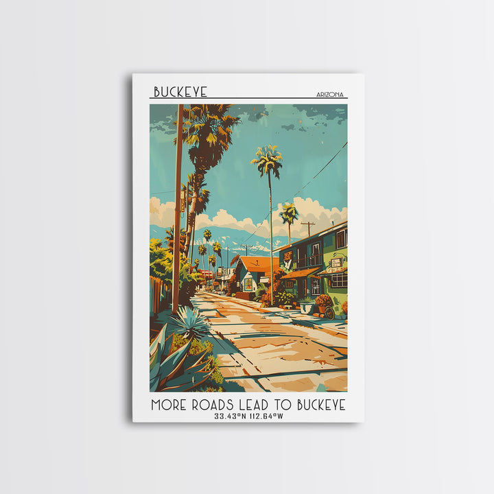 Buckeye Arizona Travel Poster, Canvas Print, Retro Wall Art, Travel Print, Mid Century Wall Art, Retro Travel Poster, Fine Art Print